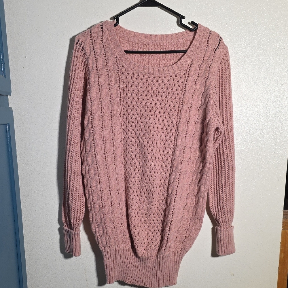 Pink Cable Knit Women's Sweater
